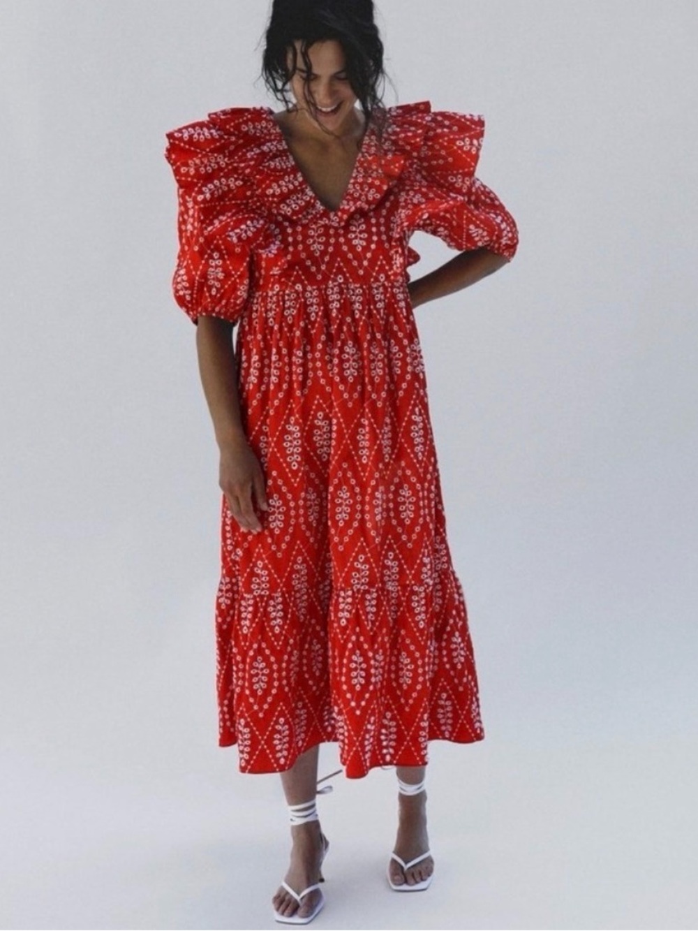 ZARA eyelet midi dress